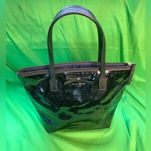 Kate Spade Patent Shimmer Tote Midnight Blue